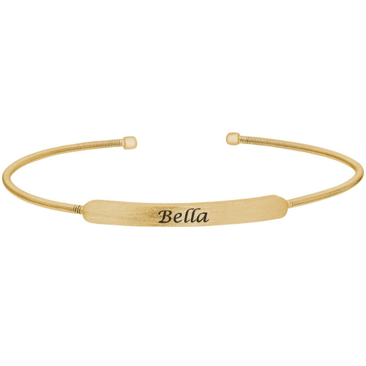 Gold Finish Sterling Silver Cable Cuff Bracelet Name Plate - ENGRAVED