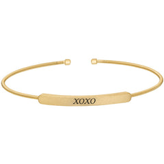 Gold finish sterling silver cable cuff bracelet with name plate - xoxo