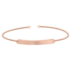 Rose gold finish sterling silver cable cuff bracelet with name plate