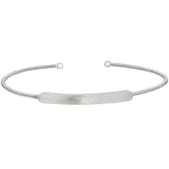Rhodium finish sterling silver cable cuff bracelet with name plate