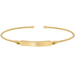 Gold finish sterling silver cable cuff bracelet with name plate and simulated peridot birth gems - august