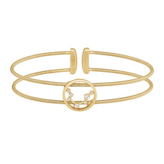 Gold Finish Sterling Silver Cable Cuff Constellation Bracelet with Simulated Diamonds - Aquarius