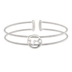 Rhodium Finish Sterling Silver Cable Cuff Constellation Bracelet with Simulated Diamonds - Scorpio