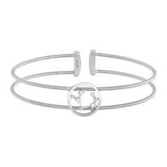 Rhodium Finish Sterling Silver Cable Cuff Constellation Bracelet  - Sagittarius