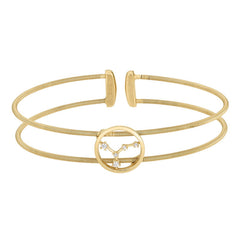 Gold Finish Sterling Silver Cable Cuff Constellation Bracelet with Simulated Diamonds - Cancer