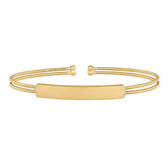 Gold finish sterling silver two cable cuff bracelet with name plate