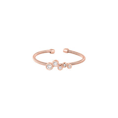 Rose Gold Finish Sterling Silver Cable Cuff Ring with Bubble Pattern with Simulated Diamonds