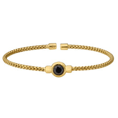 Gold finish sterling silver rounded box link cuff bracelet with bezel set simulated onyx