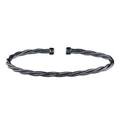 Black rhodium finish sterling silver twisted cable cuff bracelet