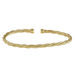 Gold finish sterling silver twisted cable cuff bracelet