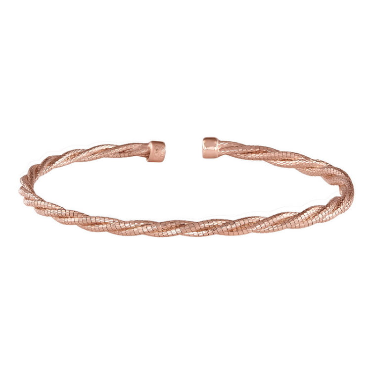 Rose gold finish sterling silver twisted cable cuff bracelet