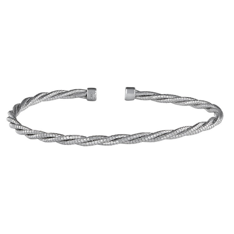 Rhodium finish sterling silver twisted cable cuff bracelet