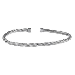 Rhodium finish sterling silver twisted cable cuff bracelet