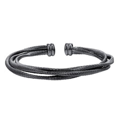 Black Rhodium Finish Sterling Silver Loosely Twisted Three Cable Cuff Bracelet
