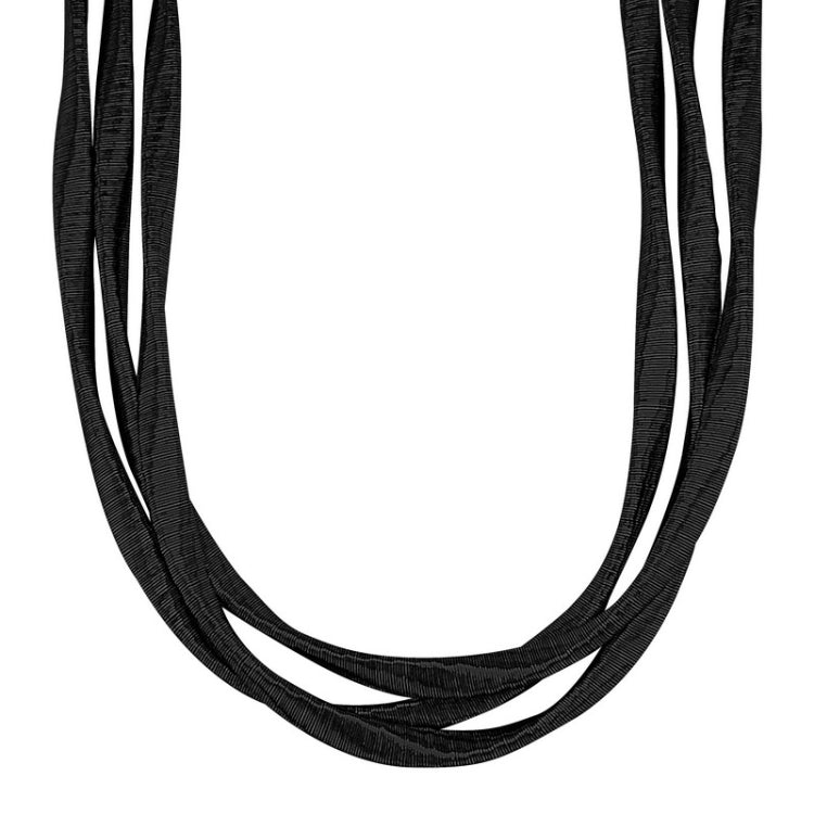 Black Rhodium Finish Sterling Silver Loosely Twisted Three Cable Necklace - Adjustable 16"-18