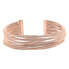 Rose Gold Finish Sterling Silver Loosely Twisted Five Cable Cuff Bracelet