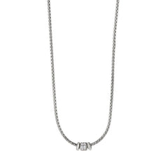 Rhodium Finish Sterling Silver Corean Cable Necklace with a Barrell  - Adjustable 16"-18