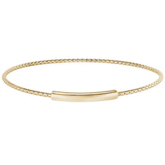 Gold Finish Sterling Silver Opening Corean Cable Cuff Bracelet with High Polished Bar