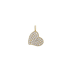 Gold Finish Sterling Silver Heart Charm With Simulated Diamonds for LL7136B