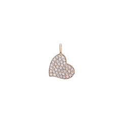 Rose Gold Finish Sterling Silver Heart Charm With Simulated Diamonds for LL7136B
