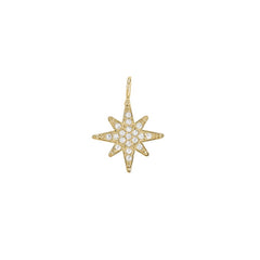 Gold Finish Sterling Silver Star Charm With Simulated Diamonds for LL7136B