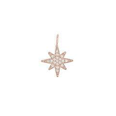 Rose Gold Finish Sterling Silver Star Charm With Simulated Diamonds for LL7136B