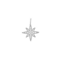 Rhodium Finish Sterling Silver Star Charm With Simulated Diamonds for LL7136B