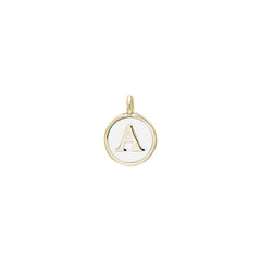 Gold Finish Sterling Silver White Enamel Initial Charm - A