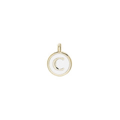 Gold Finish Sterling Silver White Enamel Initial Charm - C