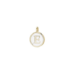 Gold Finish Sterling Silver White Enamel Initial Charm - E