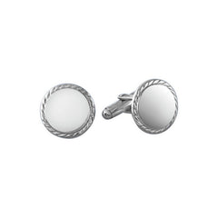 Sterling Silver Round Rope Edge Polished Cufflinks