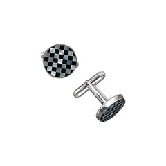 Sterling Silver MOP & Onyx Checkerboard Cufflinks