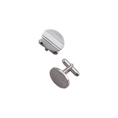 Sterling Silver Oval Cufflinks W/Engine-Turned Lines