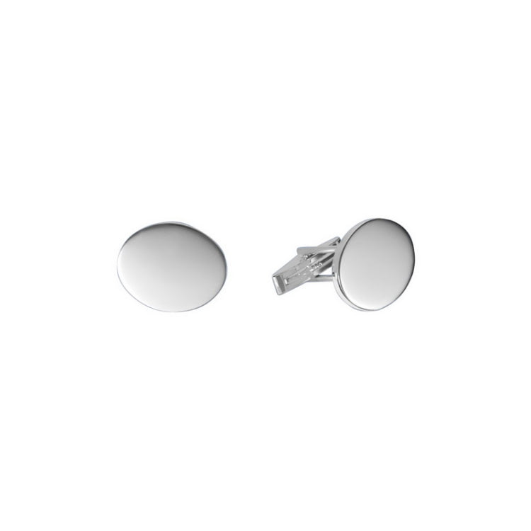 Sterling Silver Oval Plain Polished Cufflinks