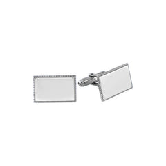 Sterling Silver Beaded Edge Rectangle Cufflinks