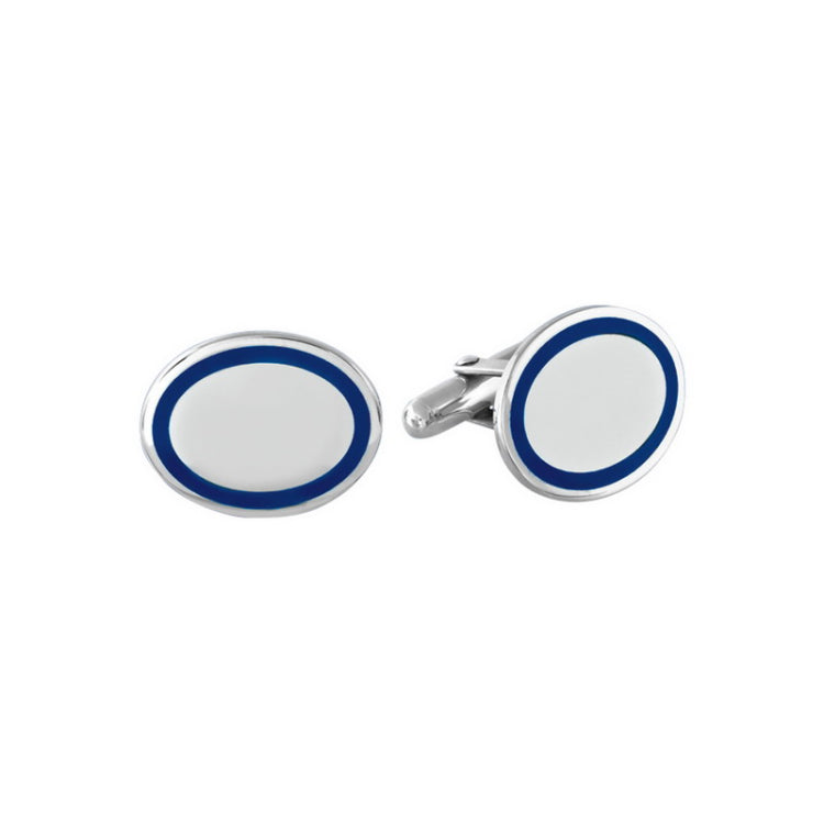 Sterling Silver Oval Cufflinks W/Blue