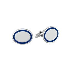 Sterling Silver Oval Cufflinks W/Blue