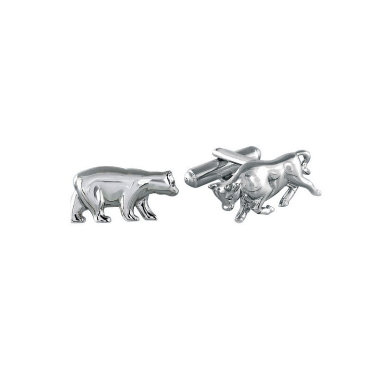 Sterling Silver Bull & Bear Cufflinks