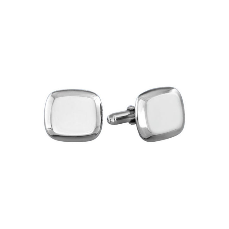Sterling Silver Thick Bevel Edge Cushion Polished Cufflinks
