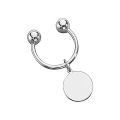 Sterling Silver Screw-Ball Key Ring W/Round Tag