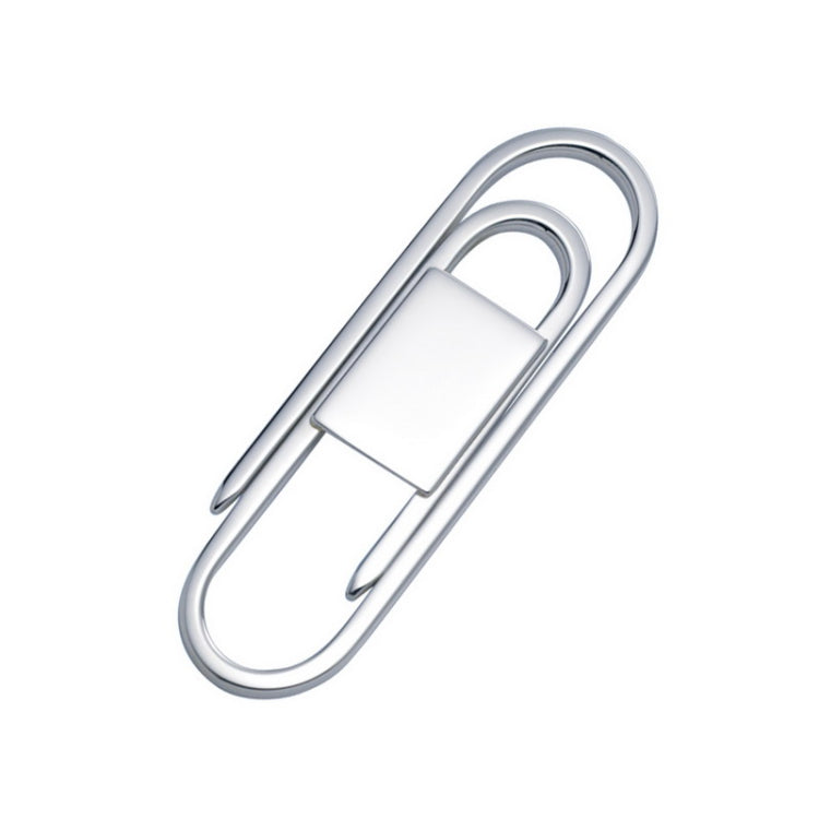 Sterling Silver Paper Clip Money Clip W/Rectangle Signet