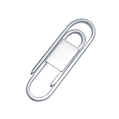 Sterling Silver Paper Clip Money Clip W/Rectangle Signet