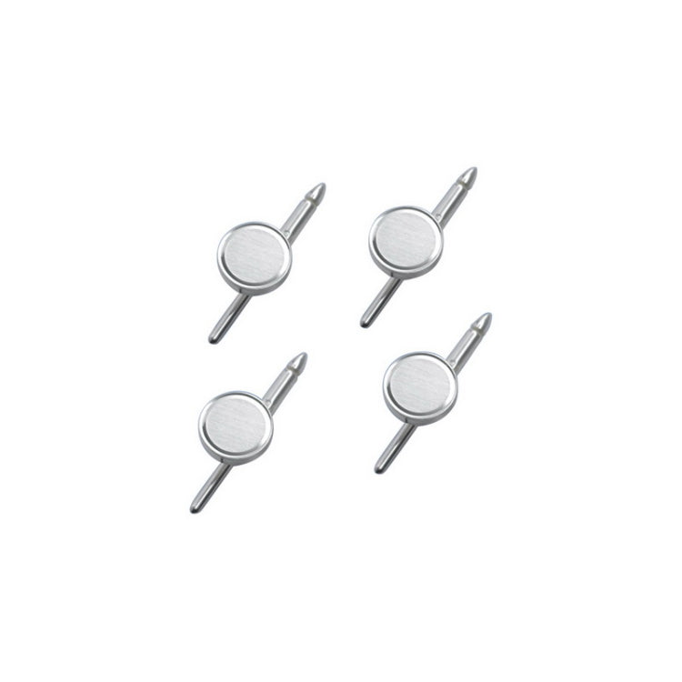 4-pc Sterling Silver Brushed/Burnished Round Stud Set