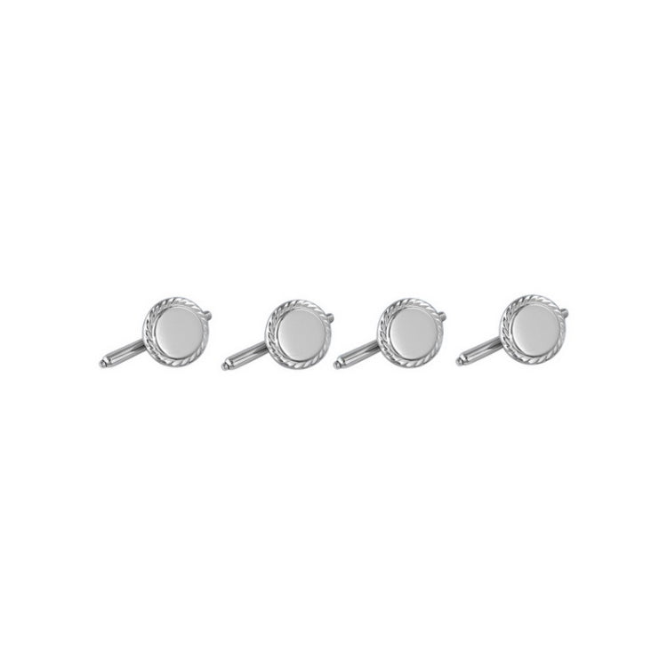 4-pc Sterling Silver Rope Edge Polished Stud Set