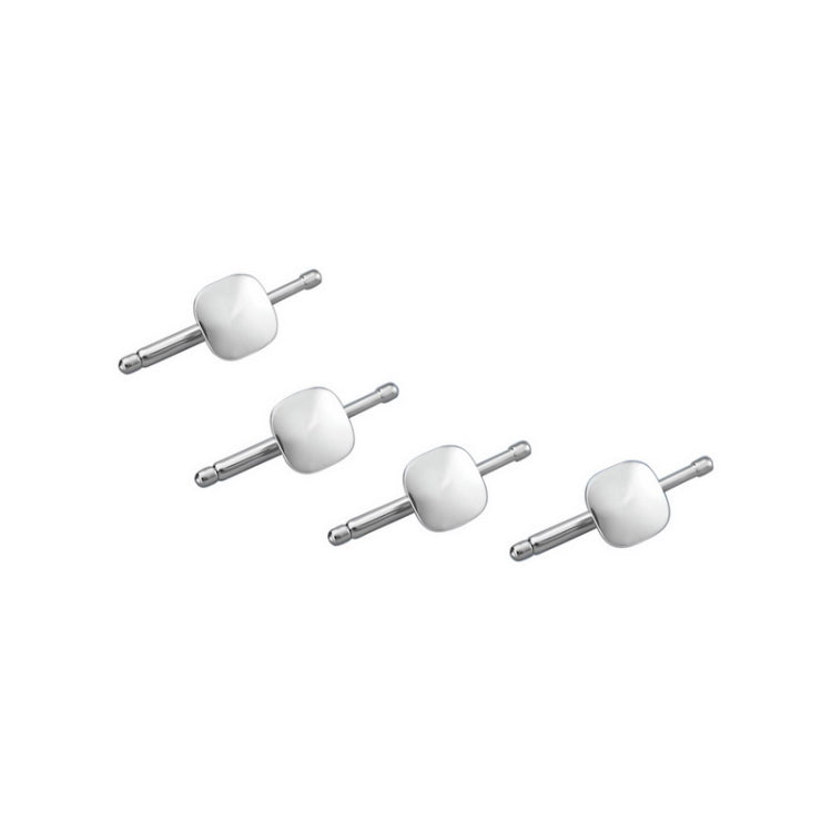 4-pc Sterling Silver Polished Cushion Shaped Stud Set