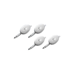 4-pc Sterling Silver Oval Star Cut Stud Set .08 Cttw Diamonds