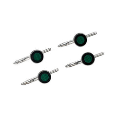 4-pc Sterling Silver 8mm Round Malachite & Onyx Stud Set