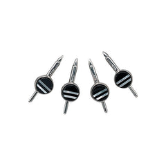 4-pc Sterling Silver Stud Set W/Onyx & MOP Stripes