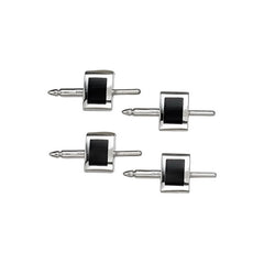 4-pcs Sterling Silver Stud Set W/Onyx Inlay