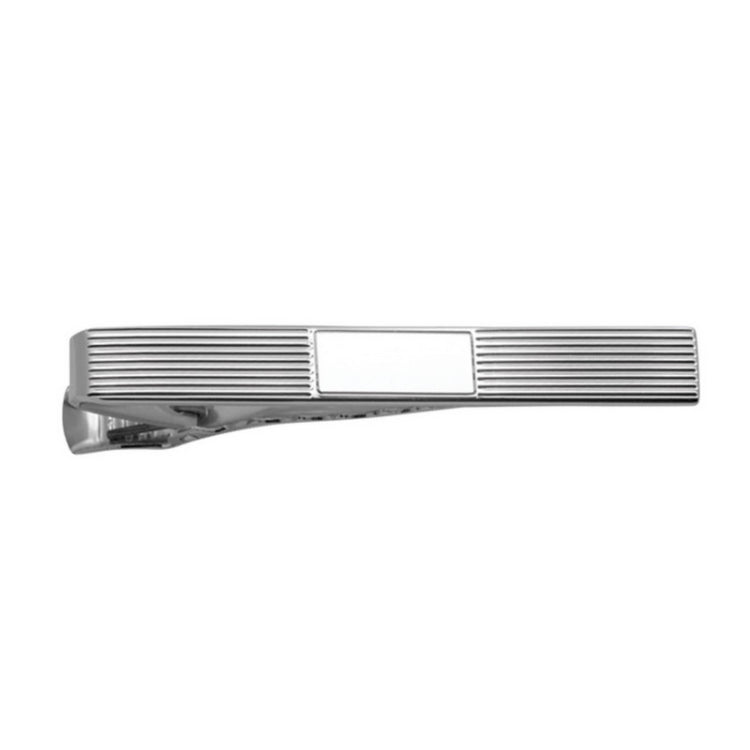 Sterling Silver Tie Bar Engine-Turned Lines W/Center Signet